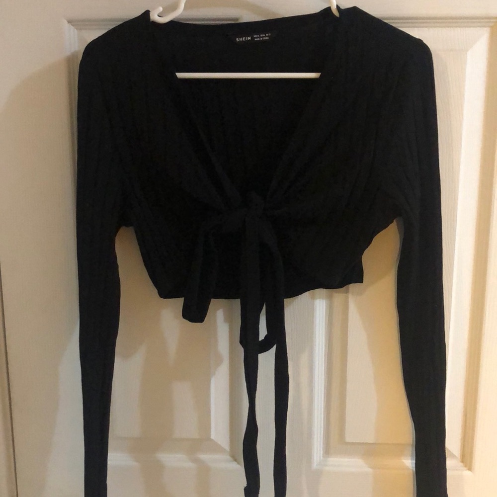 Cropped Tie Front Top